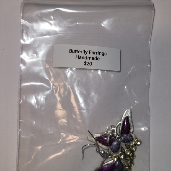 Butterfly Earrings with Rhinestones - Picture 5 of 5